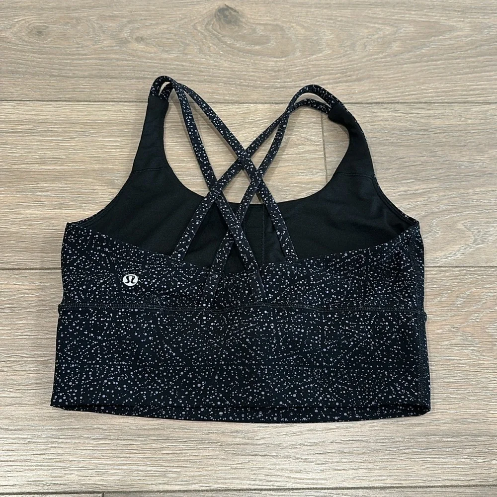 SOULCYCLE X LULULEMON Black Speckle Longline Energy‎ Bra Active Workout Top Sz 6
